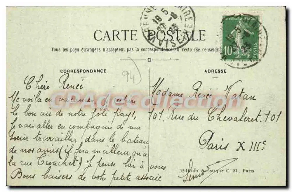 Die Marne zwischen den Inseln — La Varenne-Saint-Hilaire — C. M. - Rückseite