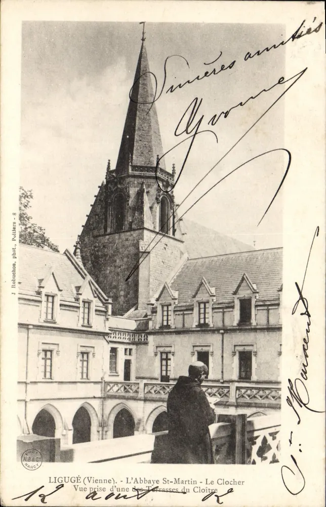 Ligugé (Vienne) - L'Abbaye Saint-Martin - Le Clocher - Ansicht aus einer der Cloister-Terrassen - Vorderseite