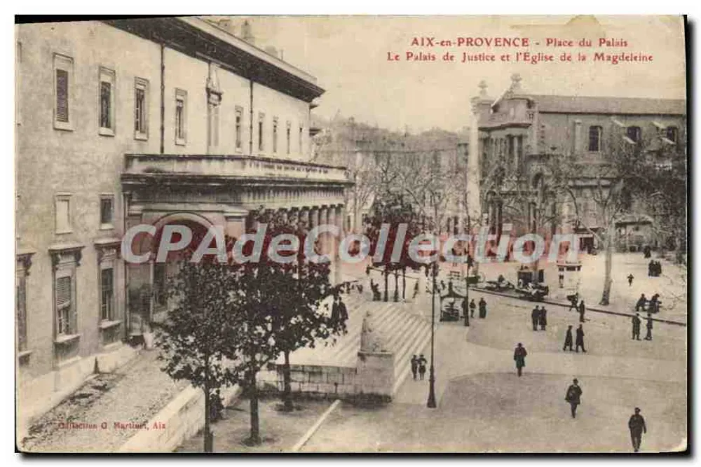 AIX-EN-PROVENCE - Place du Palais - Das Justizpalast und die Kirche der Magdalene - Vorderseite