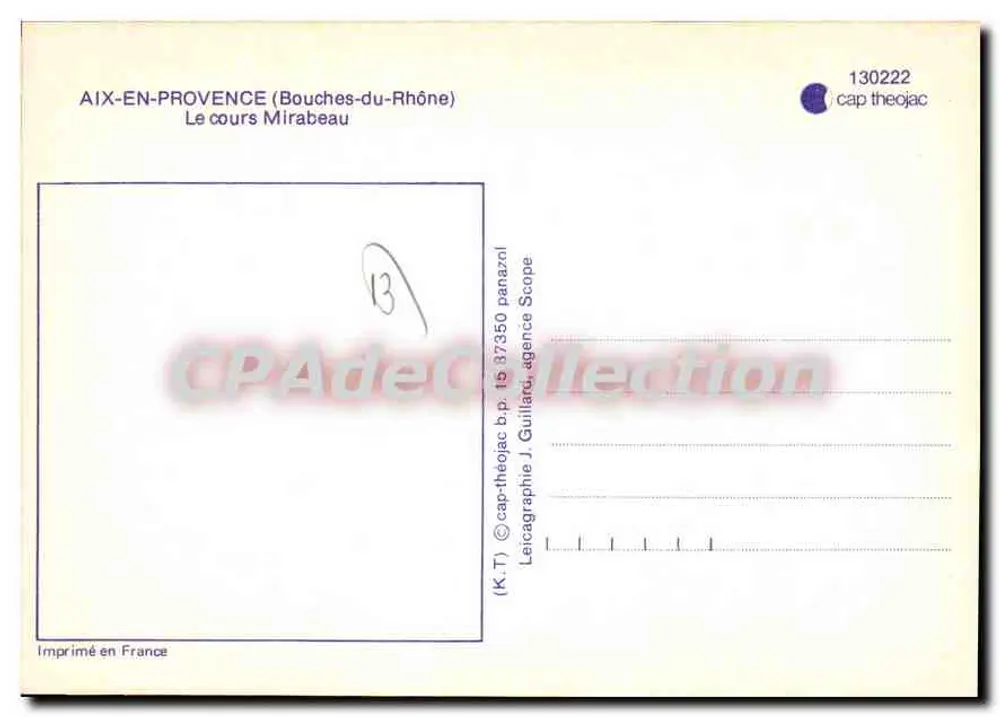 Aix-en-Provence — O curso Mirabeau — Leicagraphie J. Guillard, agência Scope - Verso