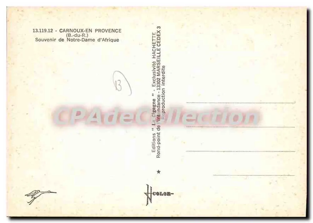 Carnoux-en-Provence — Notre-Dame d'Afrique — Editions La Cigogne - Rückseite