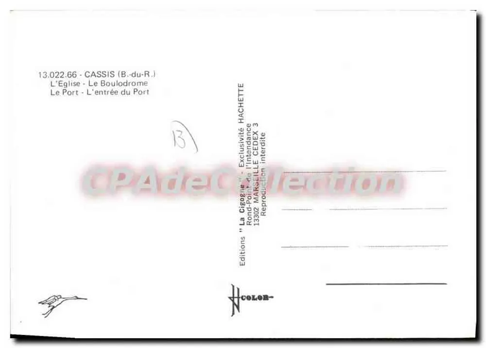 Cassis — Igreja, hotel, jardim, porto — Edições 'La Cigogne' - Verso