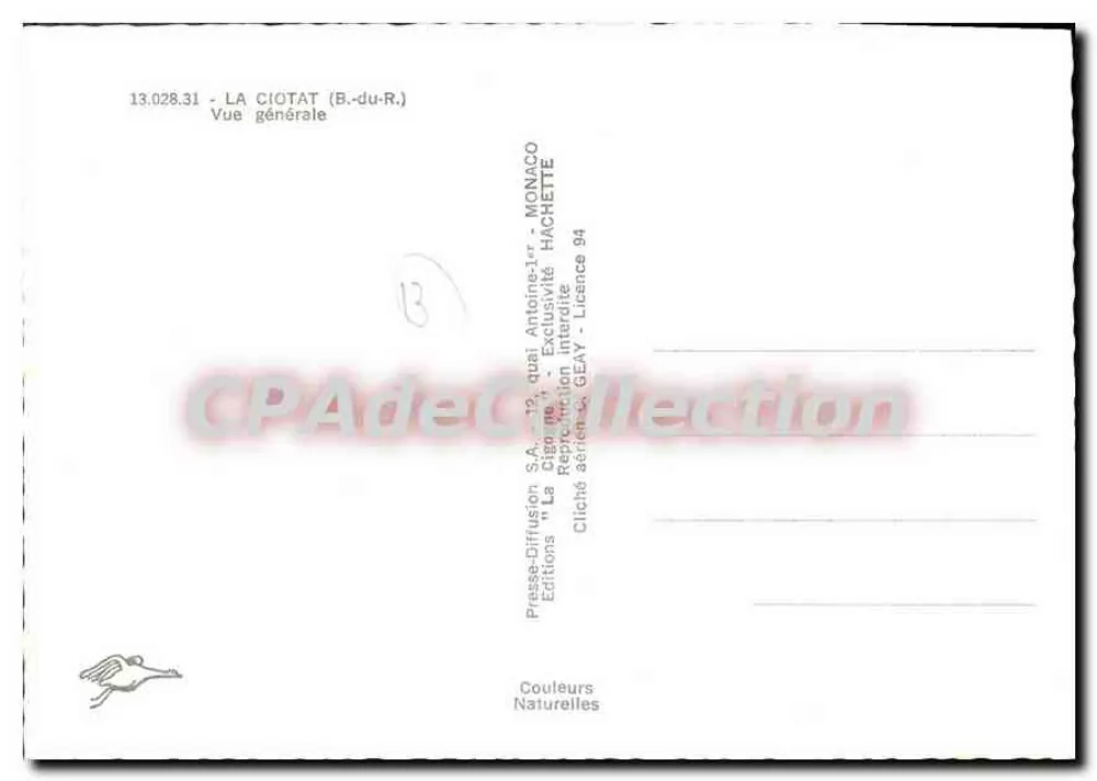 La Ciotat (B.-du-R.) — Vista geral — Pressa-Diffusion, n° 13.028.31 - Verso