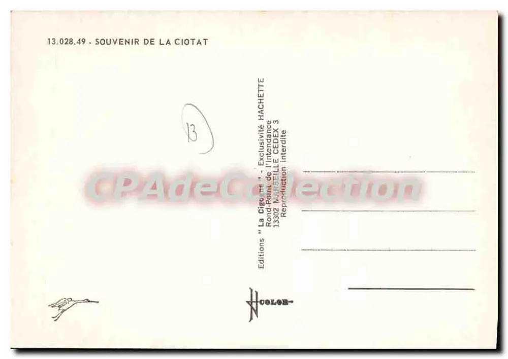 Ciotat — Lembrete da Ciotat — Edições 'La Cigoume' Hachette - Verso