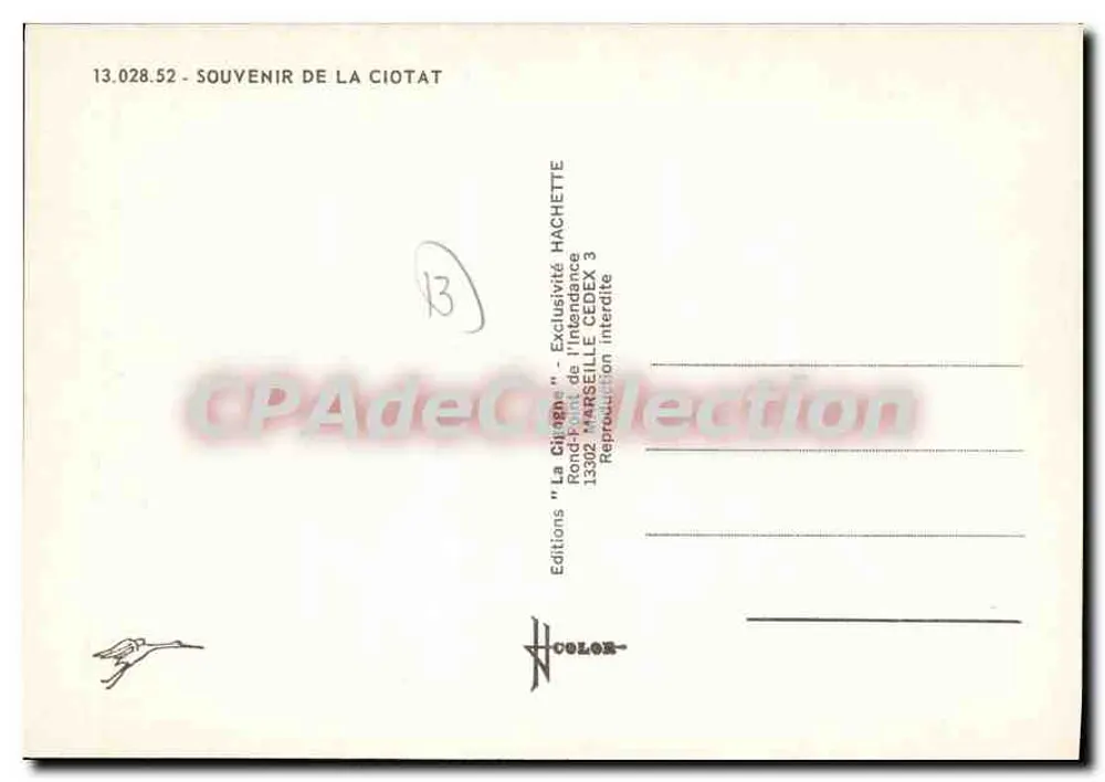 Ciotat — Lembrança de Ciotat — Edições Hachette - Verso