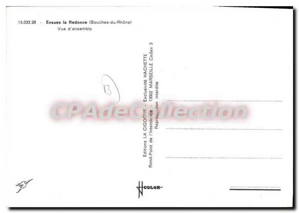 Ensuès-la-Redonne — Vista geral — Edições LA CIGOGNE - Verso