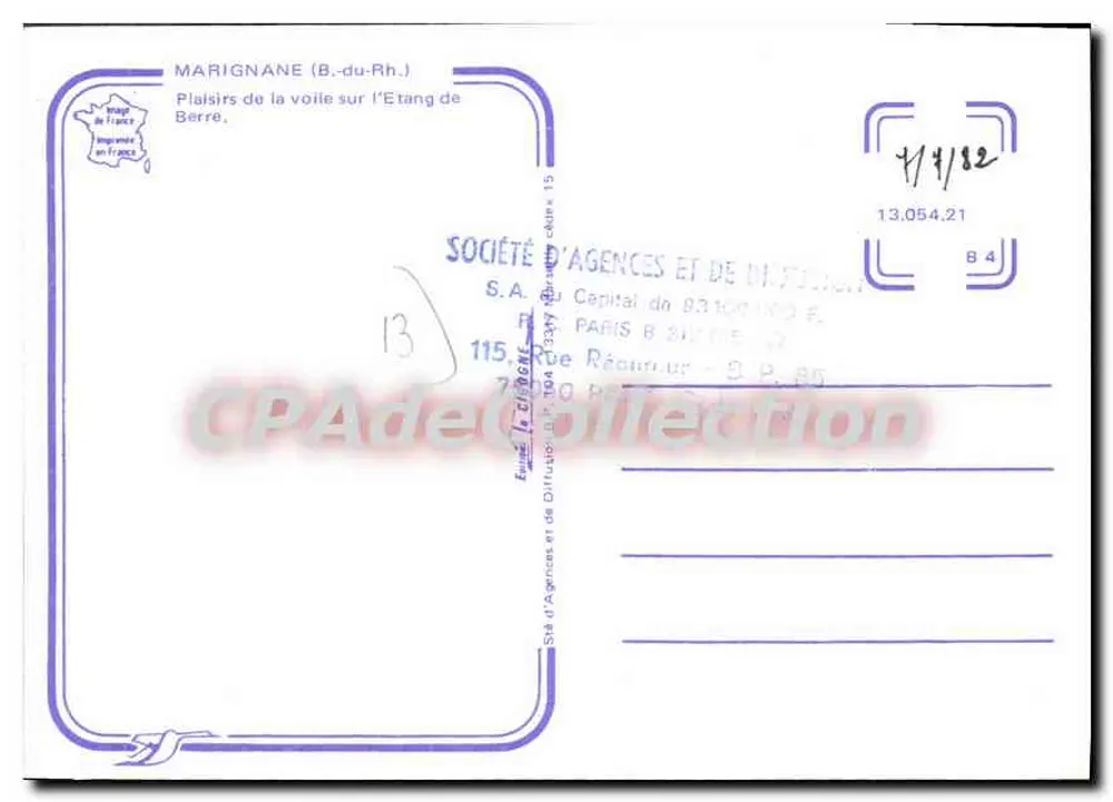 Segeln am Etang de Berre — MARIGNANE (B.-du-Rh.) — Gesellschaft für Agenturen und Verbreitung - Rückseite