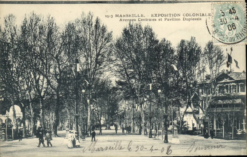 Marseille — Exposição Colonial — Avenues Centrais e Pavilhão Duplessis — Editor: 2513 - Frente
