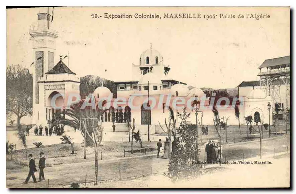 Exposição Colonial, MARSEILLE 1906: Palácio da Argélia — Foto ateliê Paudouin, Vincent, Marselha - Frente