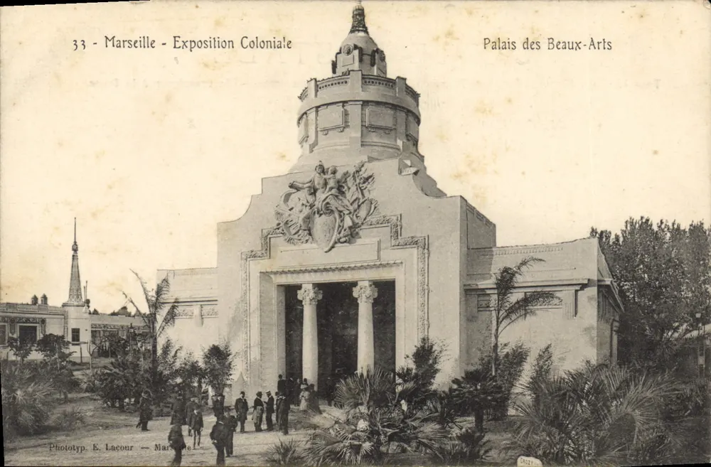Marseille - Exposição Colonial - Palácio dos Belos-Artes — Fototip. E. Lacour — Marseille - Frente