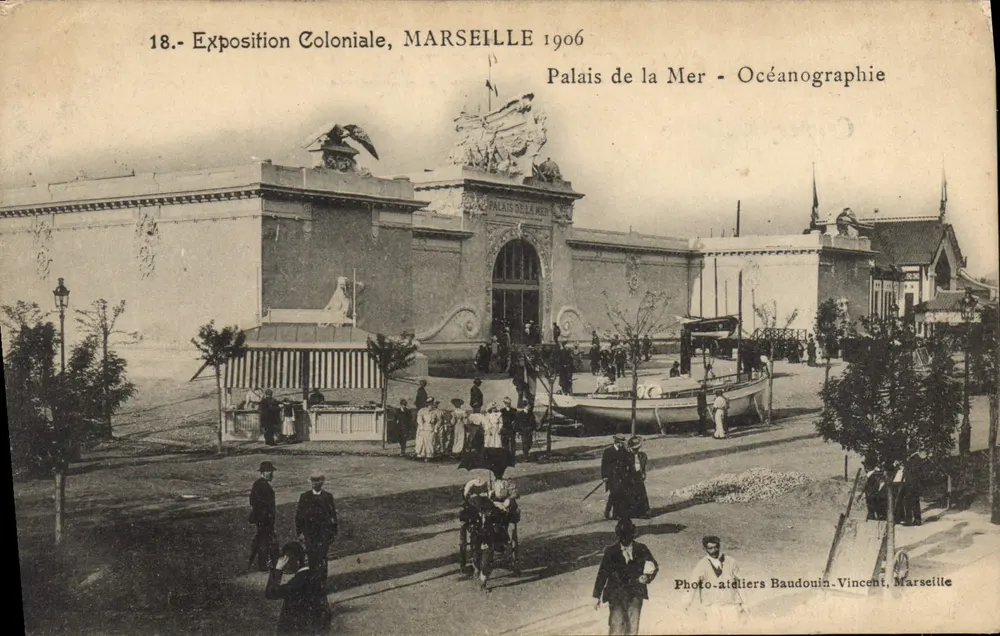 Kolonialausstellung, MARSEILLE 1906 — Palast des Meeres - Ozeanographie — Photo-ateliers Baudouin-Vincent, Marseille - Vorderseite