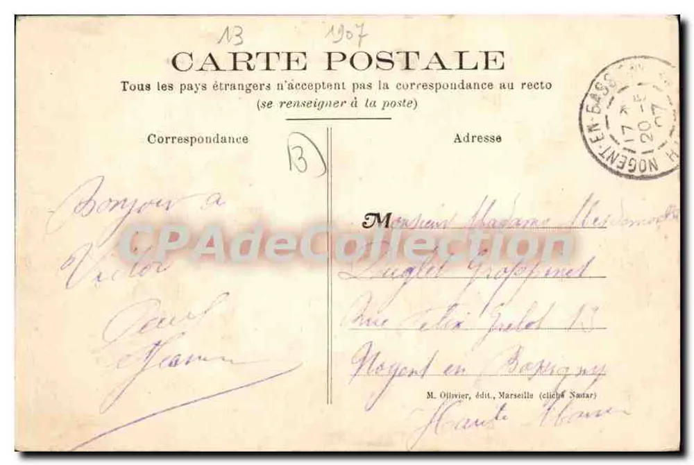 Marseille — Kreuzung der Cannebière und des Cours Saint-Louis — M. O. - Rückseite