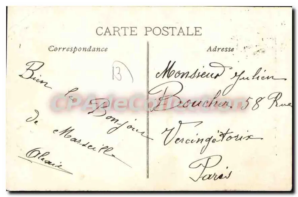 Marselha — Monumento Pugel — LM. - Verso