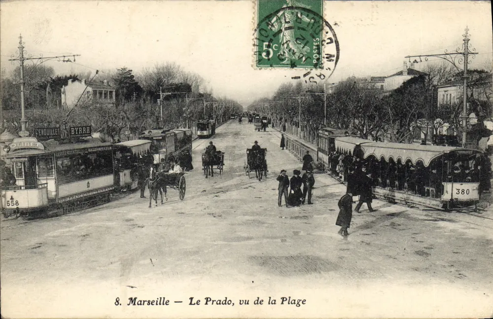 Marselha — Le Prado, visto da Praia — Cendouillet & Byrrh - Frente