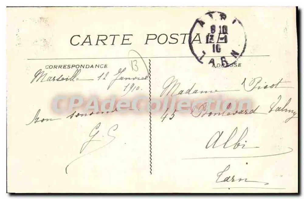 MARSEILLE - Bưu điện và Điện tín — nhà xuất bản không rõ, số 10 - Mặt sau