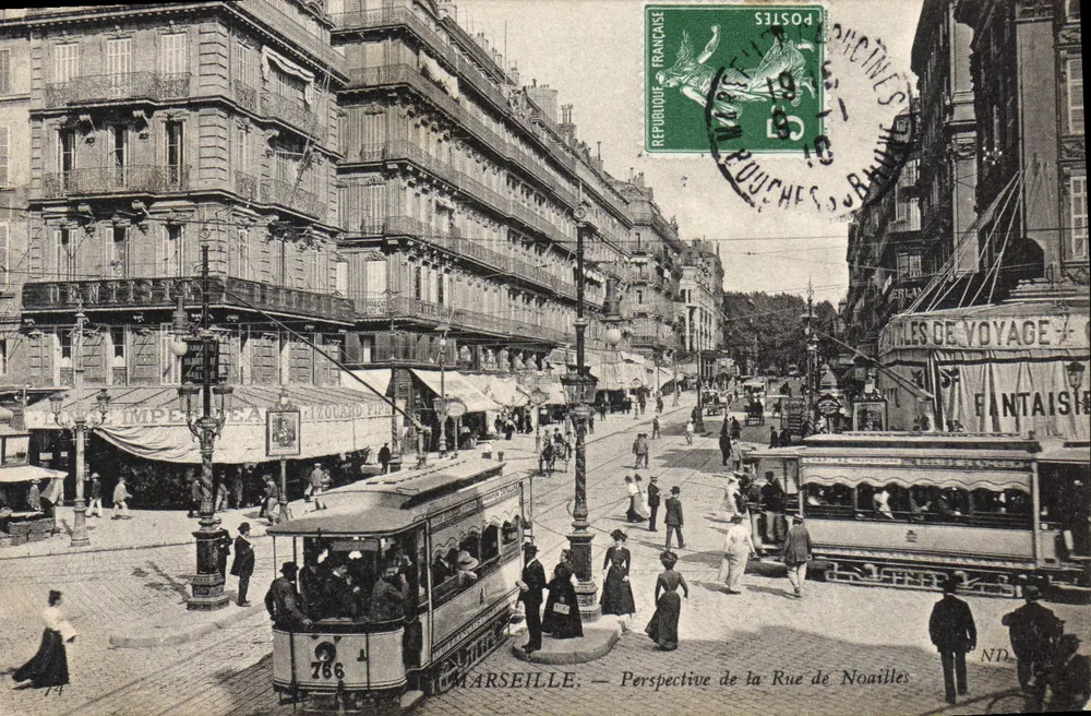 MARSEILLE — Perspectiva da Rue de Noailles — Editor: ND (não datado) - Frente