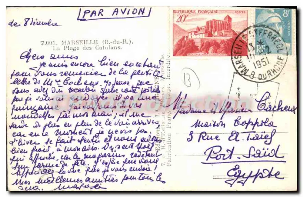 Praia dos Catalães — Marselha (B.-du-R.) — CPAdeCollection - Verso
