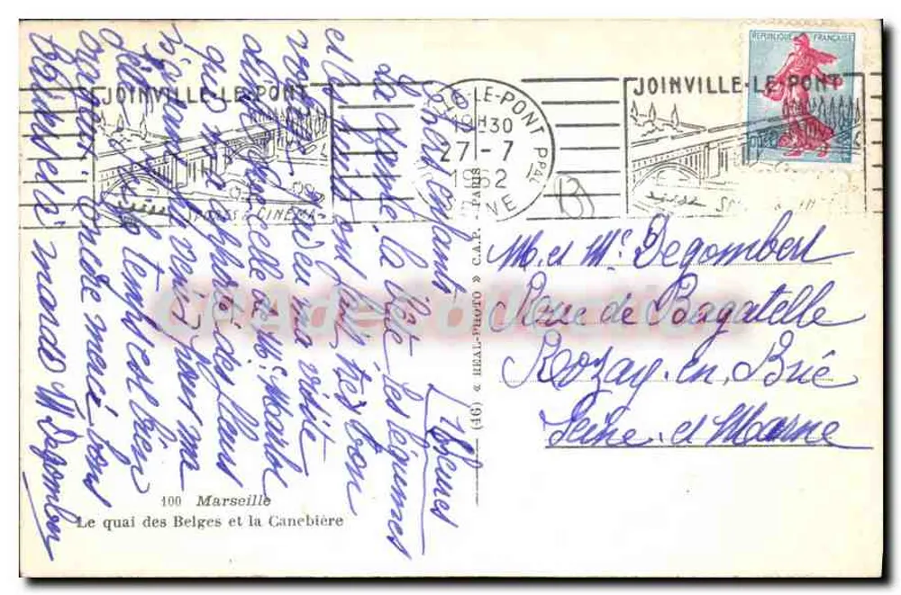 Der Quai des Belges und die Canebière — Marseille — Verlag C.A.L.E. n°100 - Rückseite