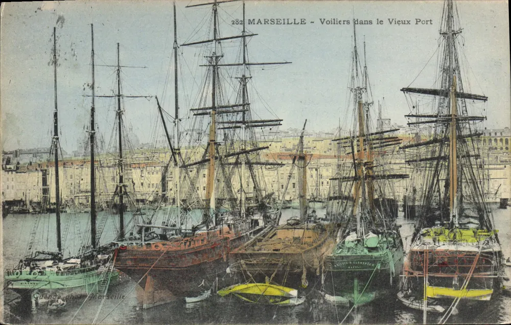 Marseille - Segelboote am alten Hafen — Guénée fot. Marseille, Nr. 282 - Vorderseite
