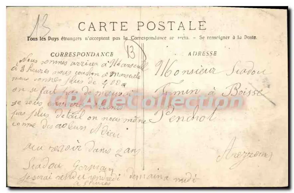 Marseille — Innenansicht der Docks-Basins — Verlag: N. BERTHIER, Nr. 936 - Rückseite