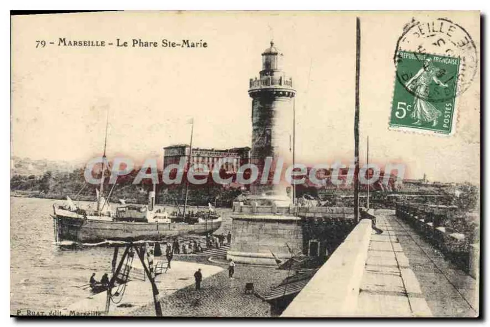 Marseille - O Farol de Santa Maria — editor P. ROAT, n°79 - Frente