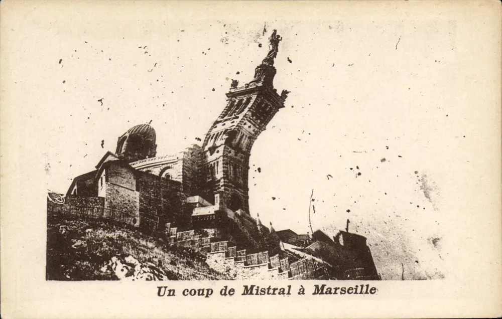 Um golpe de Mistral em Marselha — vista da basílica Nossa Senhora da Garoupe - Frente