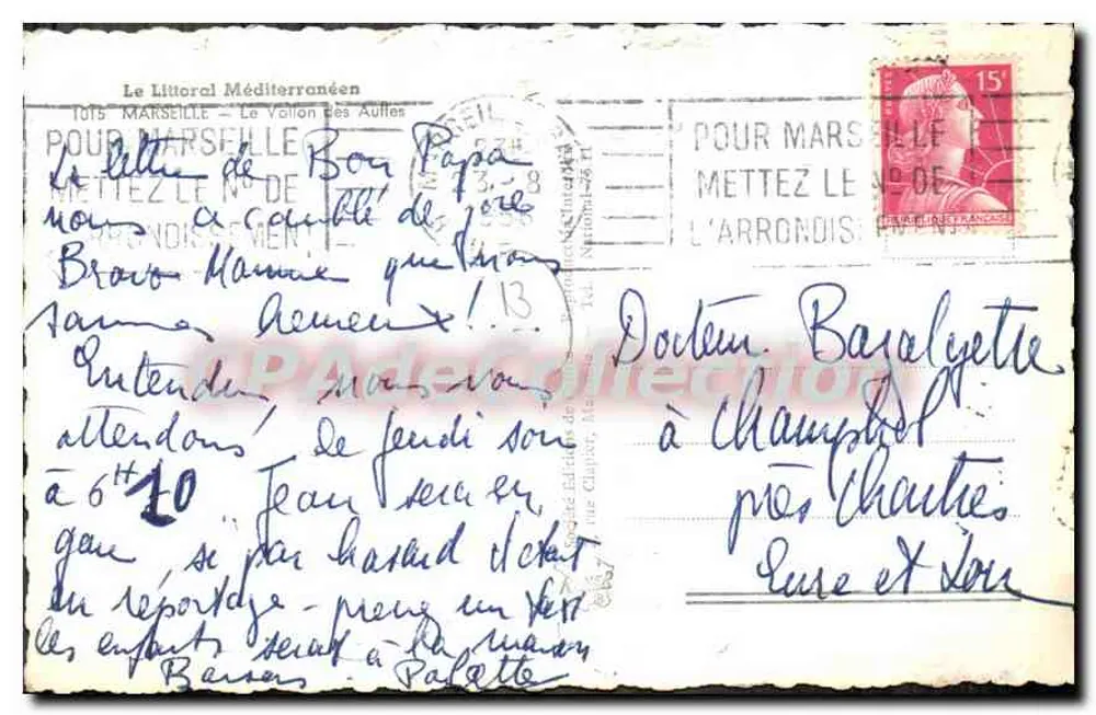 Le Vallon des Auffes — Marseille — Verlag Le Littoral Méditerranéen, Nr. 1015 - Rückseite