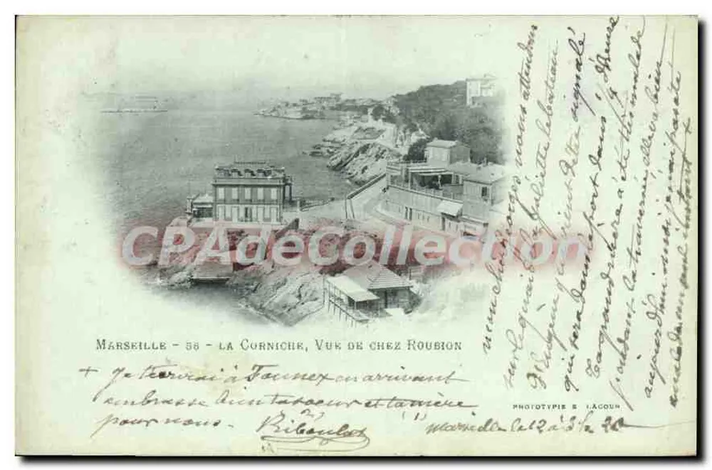 Marselha - 58 - A Corniche, Vista de Roubion — Fototipia B. LAGOUN - Frente