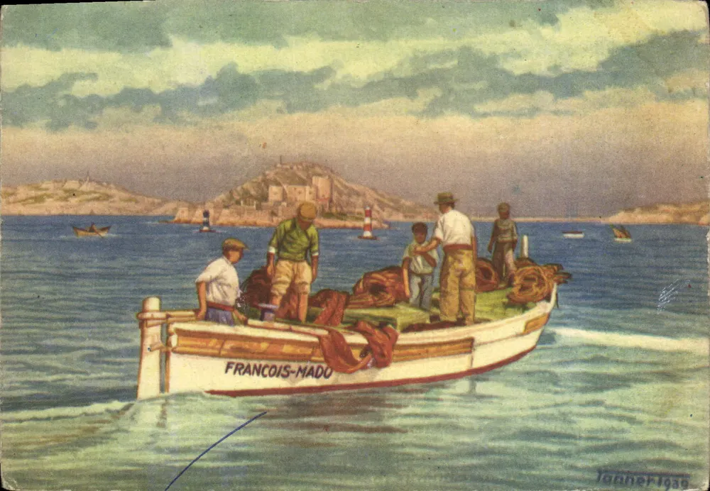 Marseille: Ausfahrt der Fischer — Château d'If — Igahner 1935 - Vorderseite