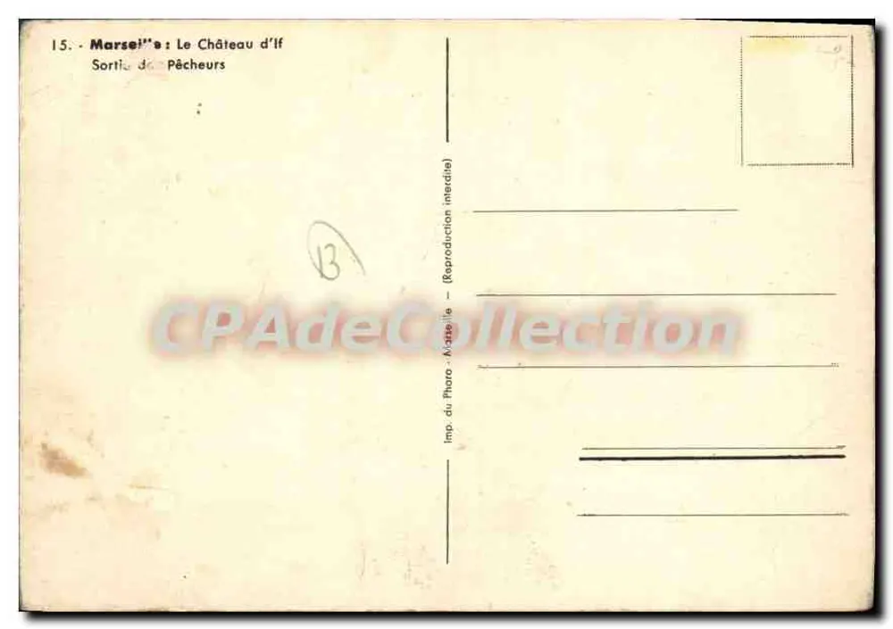 Marseille: Ausfahrt der Fischer — Château d'If — Igahner 1935 - Rückseite
