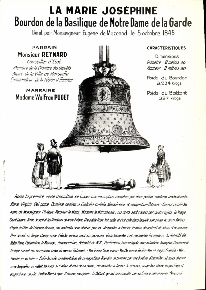 Bourdon de la Basilique Notre-Dame de la Garde — Bénit le 5 octobre 1845 — Société Éditions de France - Recto