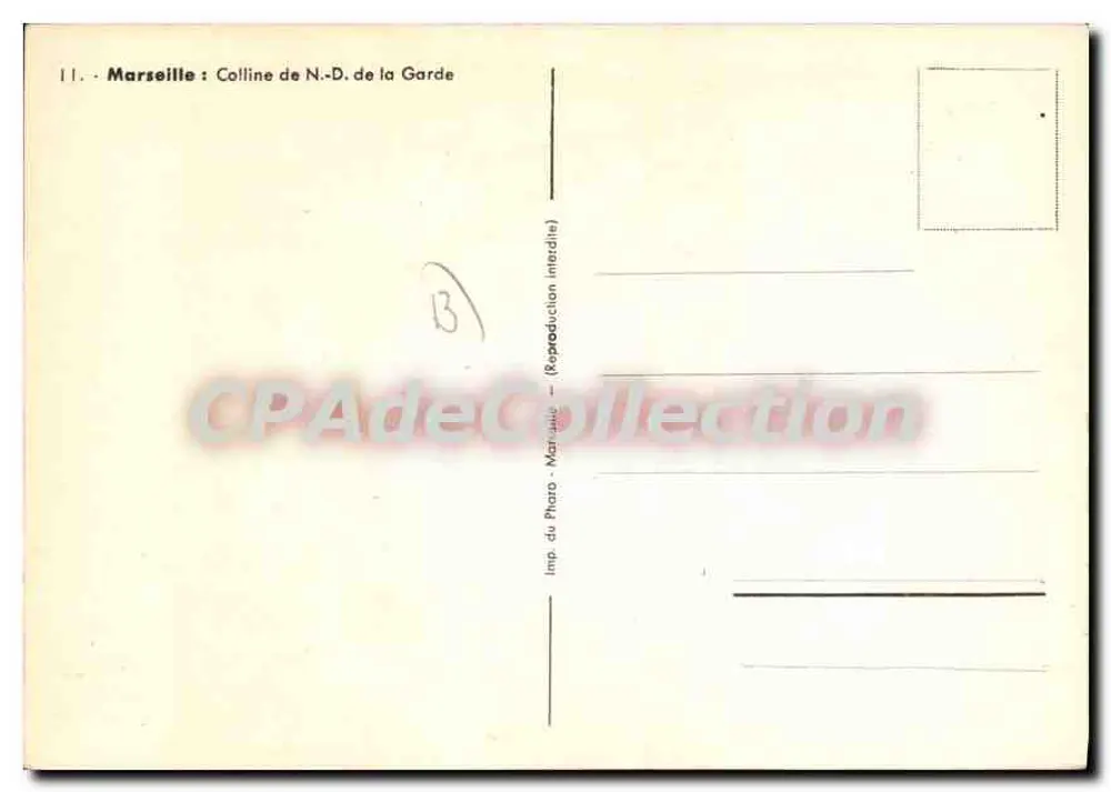 Marseille : Colline de N.-D. de la Garde — vue du port — Ianner 1939 - Verso