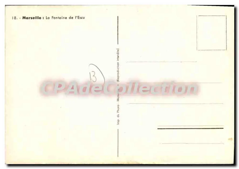 Marseille : La Fontaine de l'Escu — vue de la côte — TANNER 1914 - Verso