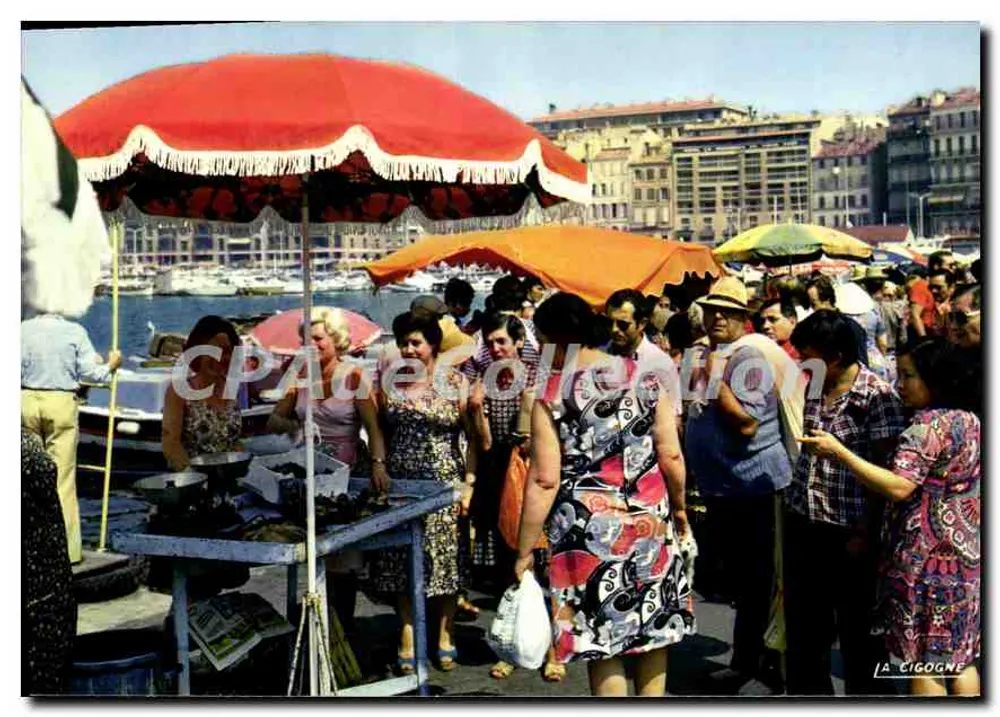 Mercado no Velho Portos de Marselha — vista animada — Edições 'La Cigogne' - Frente