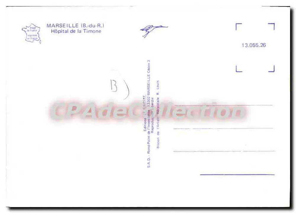 Hospital da Timone — Marselha — Edição S.A.D. Rond-Point de Marselha - Verso