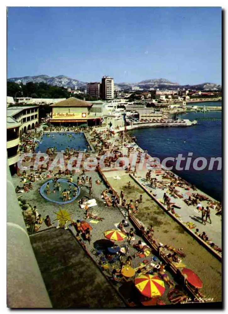 Le Palm Beach y la playa del Prado — Marsella (13) — Ediciones 'La Cigogne' Hachette - Anverso