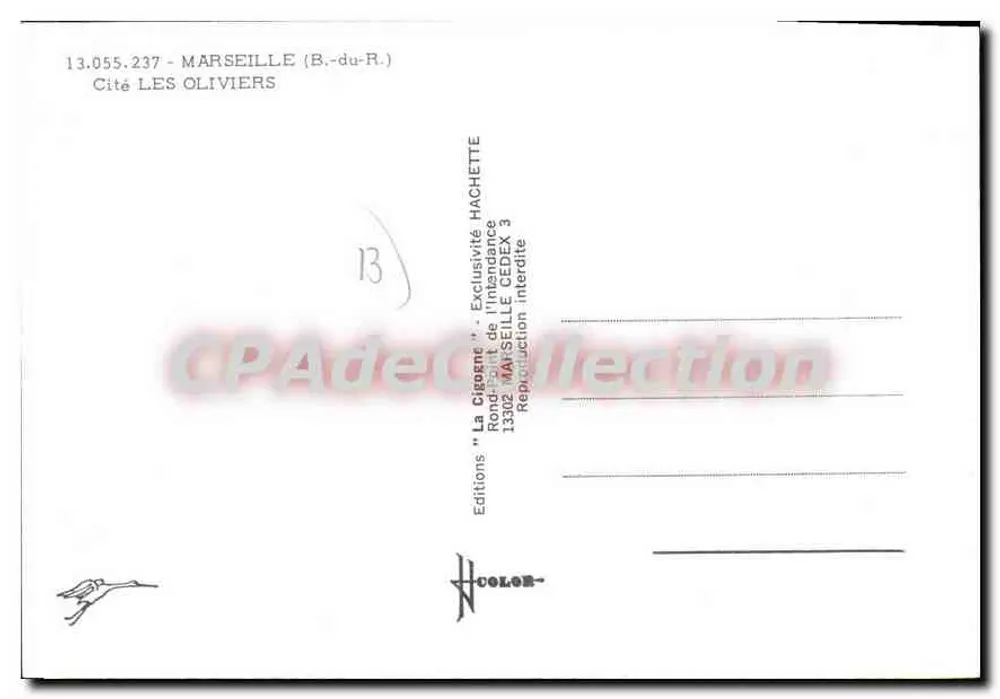 Marseille — Les Oliviers — Edições La Cigogne - Verso