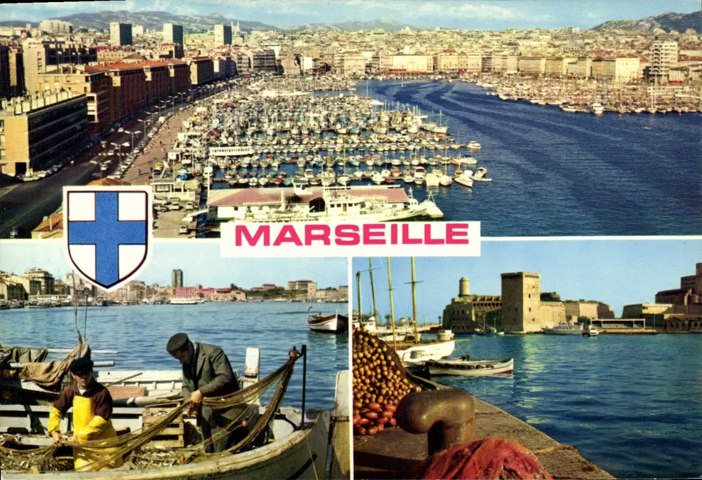 Marseille — widok portu i Starego Portu — Wydawnictwo Hachette - Awers