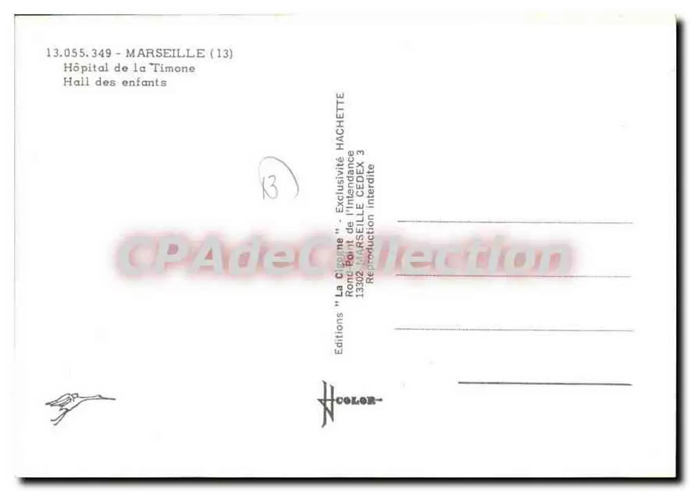 Krankenhaus de la Timone — Kinderbereich — Éditions "La Cigogne" - Rückseite