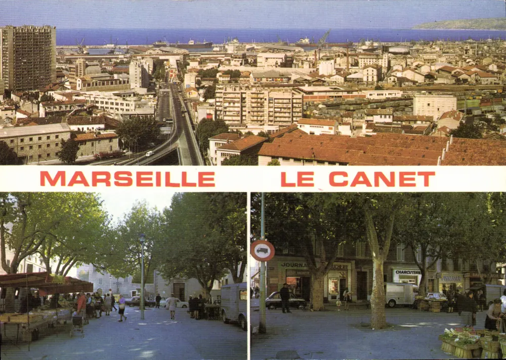 Marselha - Le Canet — vista panorâmica do porto e do mercado — Edições 'La Cigogne' - Frente