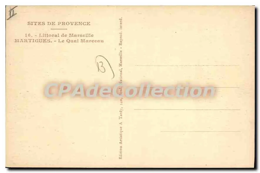 Martigues — O Cais Marceau — Edição Artística Tardy - Verso
