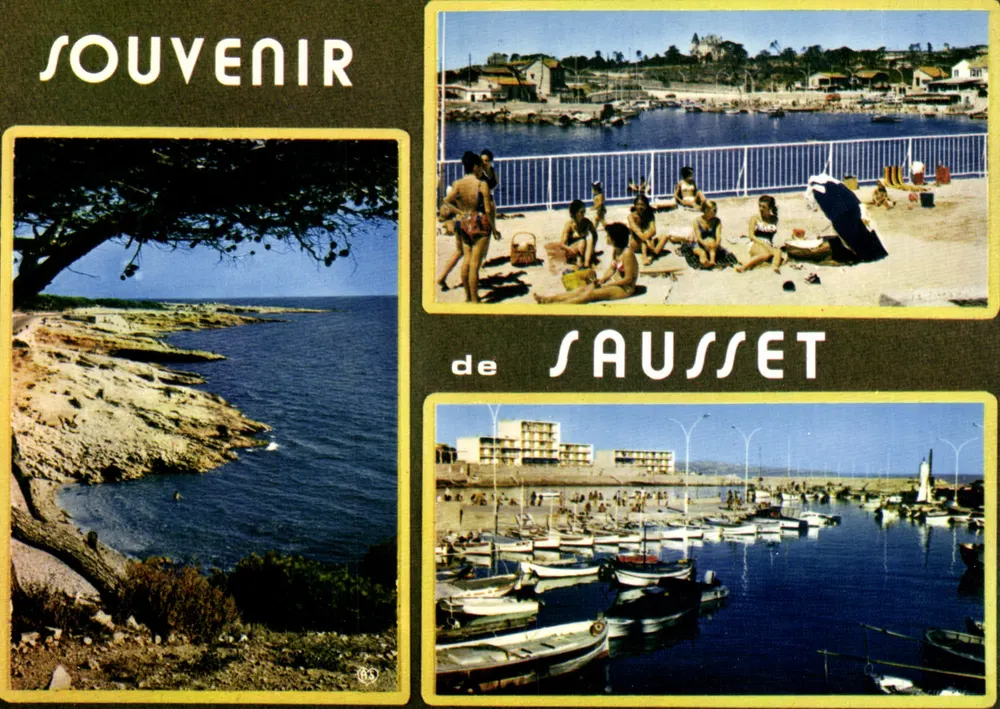 Sausset — vista da praia, do porto e da margem — Lembrança de SAUSSET - Frente