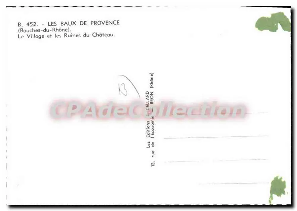 Les Baux-de-Provence — Dorf und Ruinen des Schlosses — Éditions de l'Économie, Bron (Rhône) - Rückseite