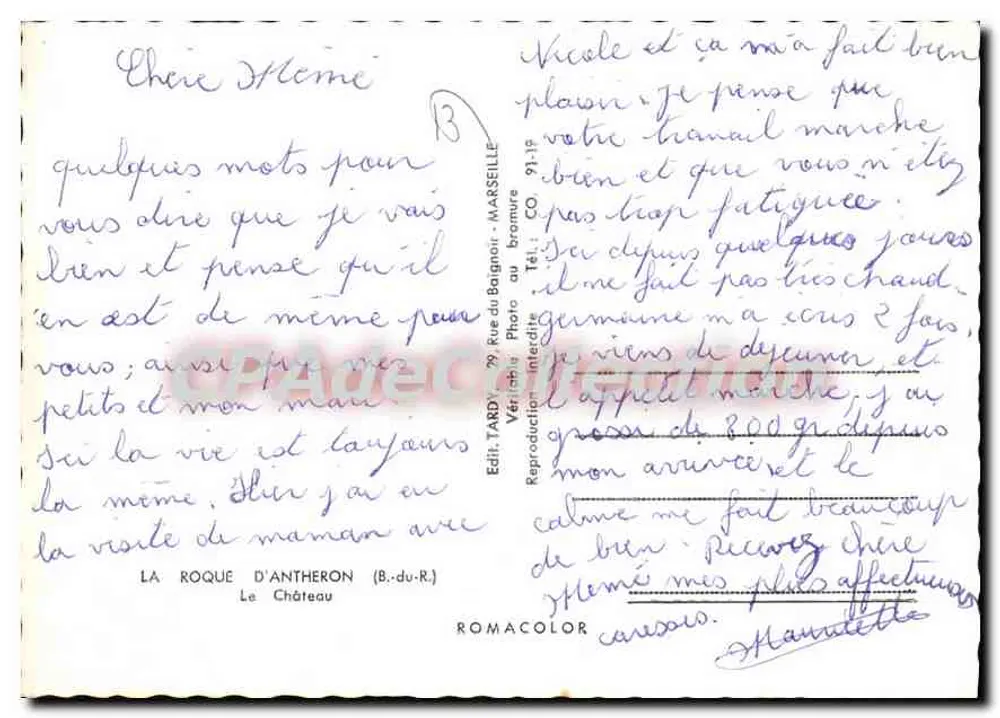 ला रोक ड'अंथेरॉन के किला — बूच डू रोन — प्रकाशक रोमाकलर, संख्या 13 - पीछे