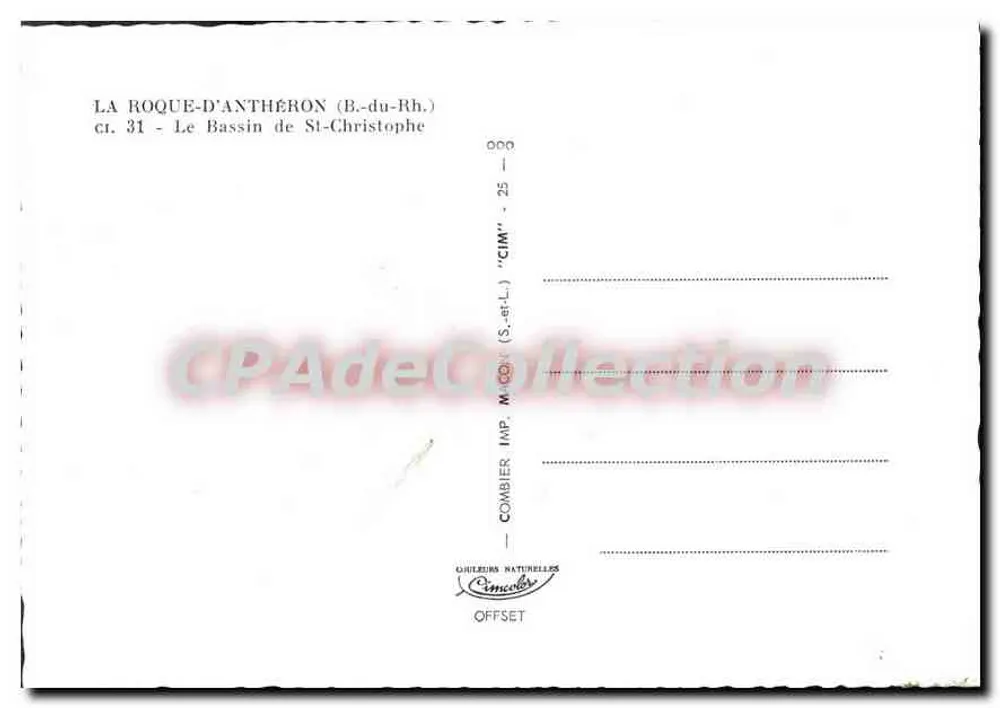 La Roque-d'Anthéron — O Bassin de Saint-Christophe — Imp. Combier - Verso