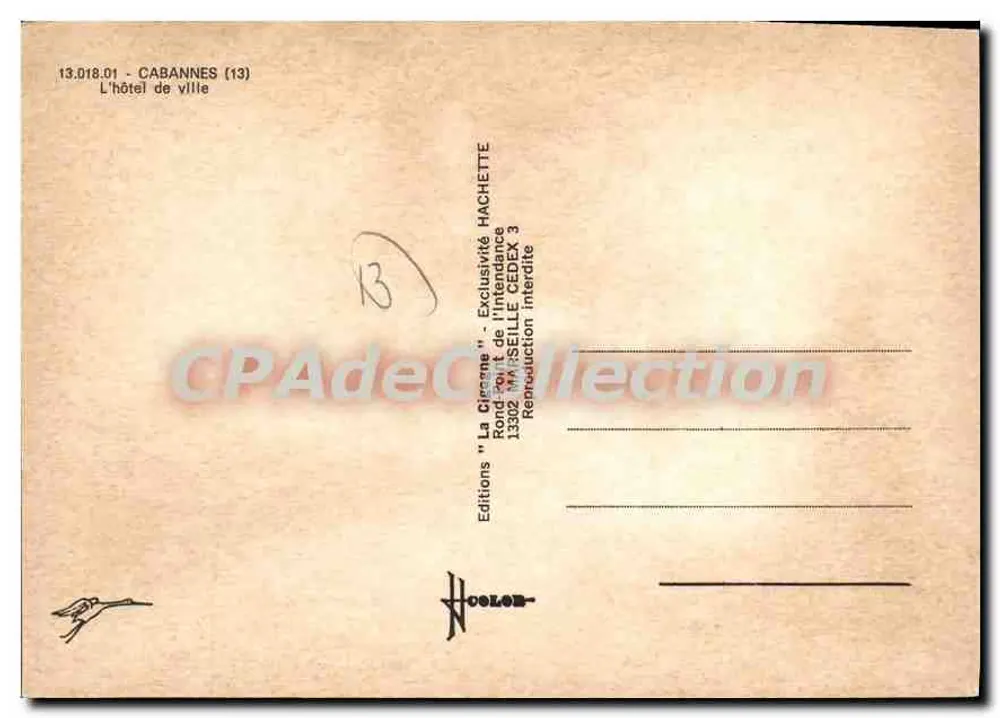 Cabannes (13) — A prefeitura — Edições 'La Citrine' Hachette - Verso