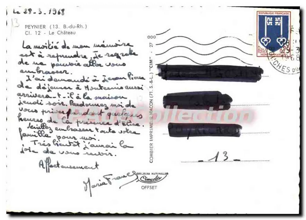 O Castelo — Peynier (13, B.-du-Rh.) — Impressor Combier - Verso