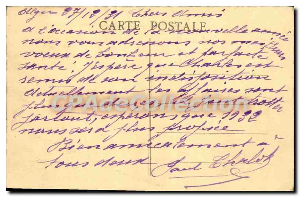 Argel — O Boulevard e os Quais — CPAdeCollection - Verso