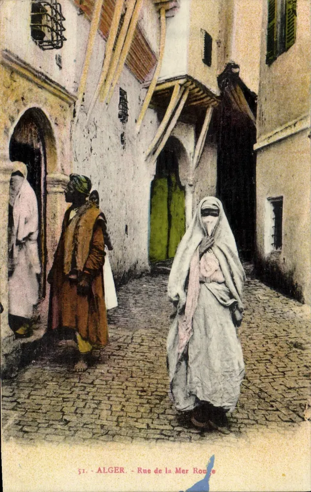 Argel - Rue de la Mer Rouge — vista de rua com passantes — editor desconhecido, n° 51 - Frente