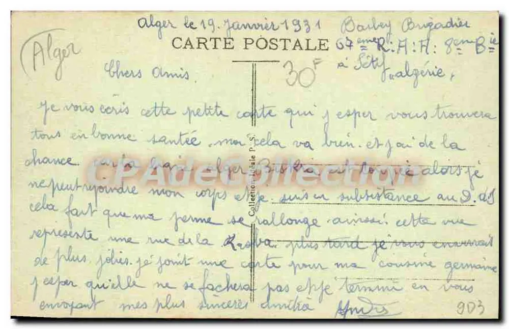 Argel - Rue de la Mer Rouge — vista de rua com passantes — editor desconhecido, n° 51 - Verso